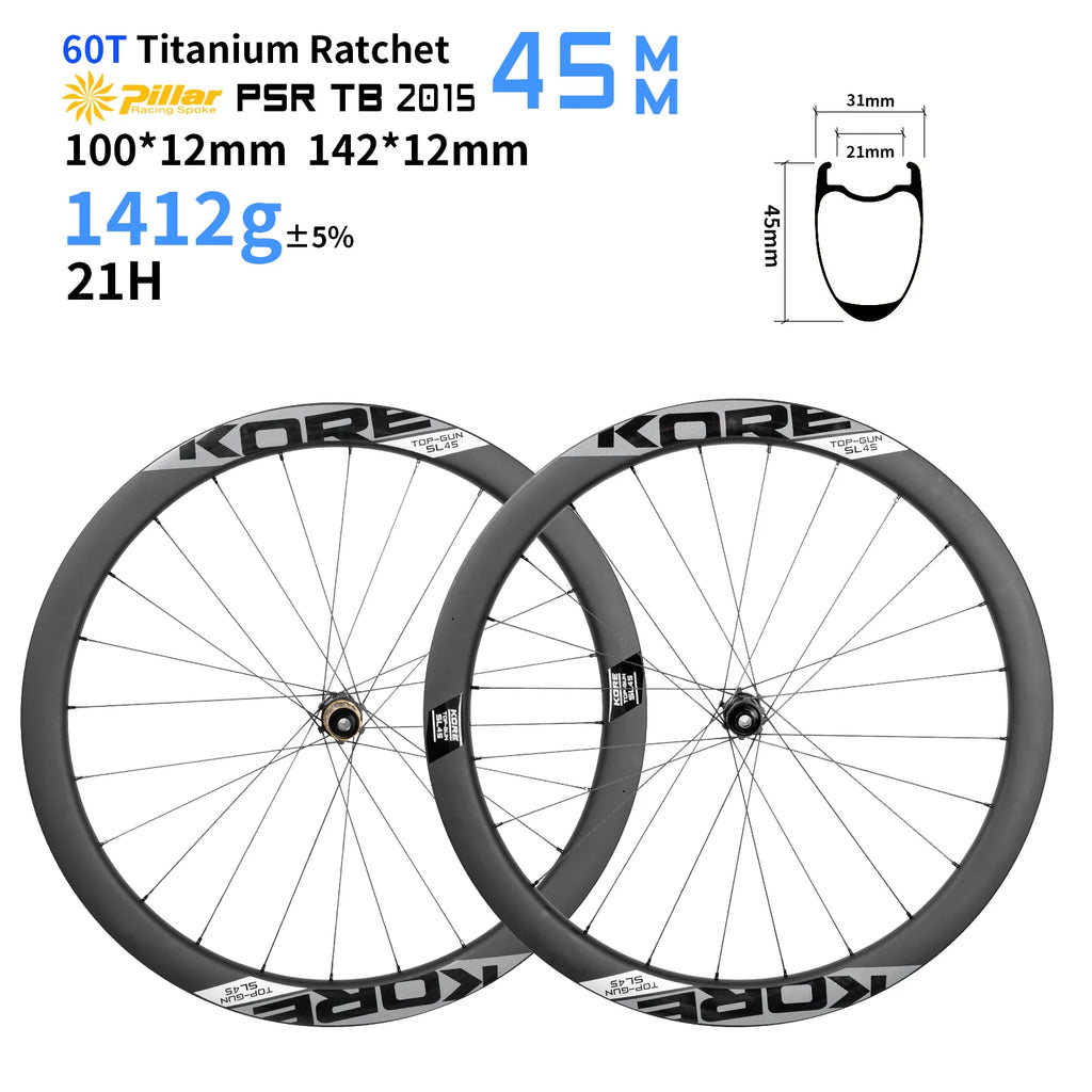 KORE TOP 45mm Carbon Wheelset — 1412g