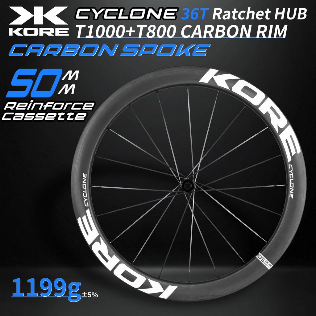 KORE CYCLONE 50mm Carbon Spoke Wheelset — 1199g