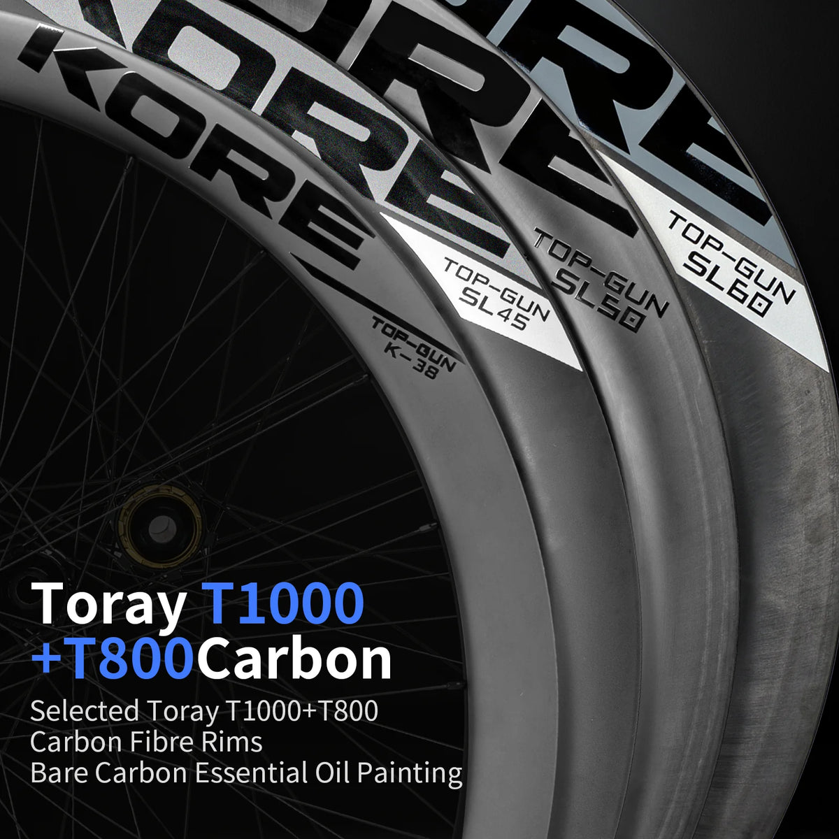 KORE TOP-GUN SL60 60mm Carbon Wheelset — 1350g