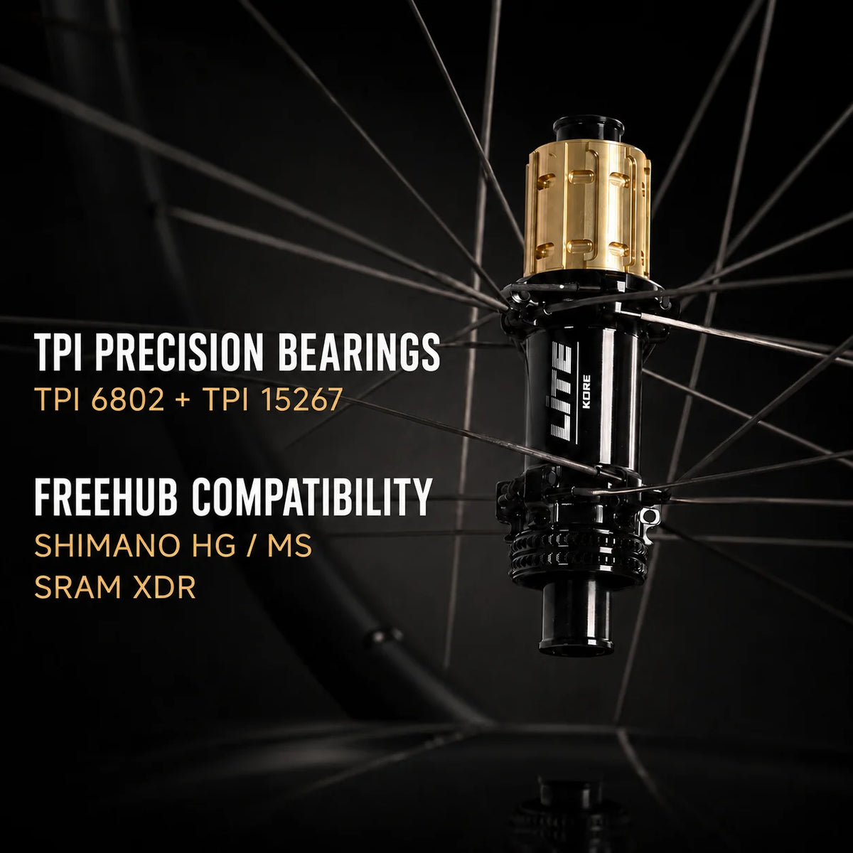 KORE lite 50mm Carbon Wheelset — 975g — Titanium-Carbon Spokes