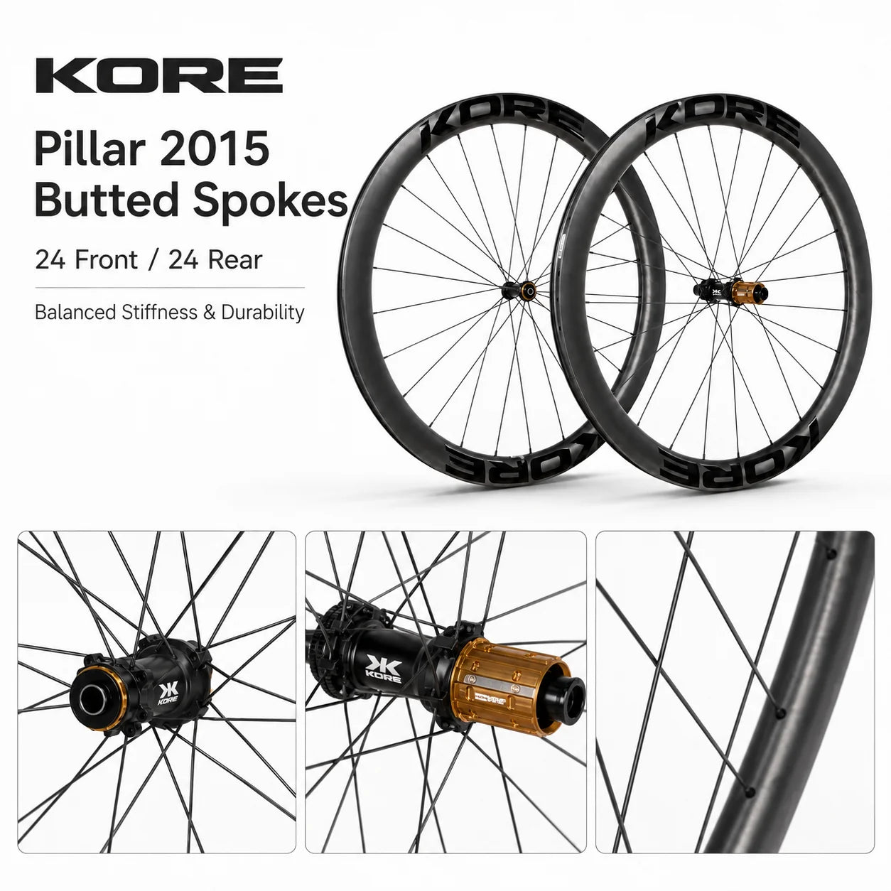 KORE TITAN 50mm Gravel Carbon Wheelset — 32mm Inner — 1325g
