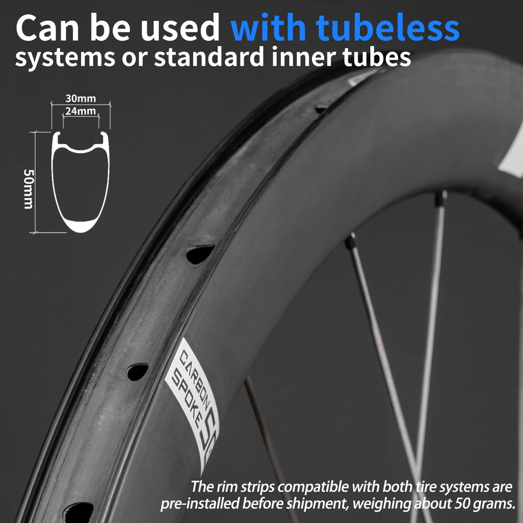 KORE CYCLONE Black 50mm Carbon Spoke Wheelset — 1249g