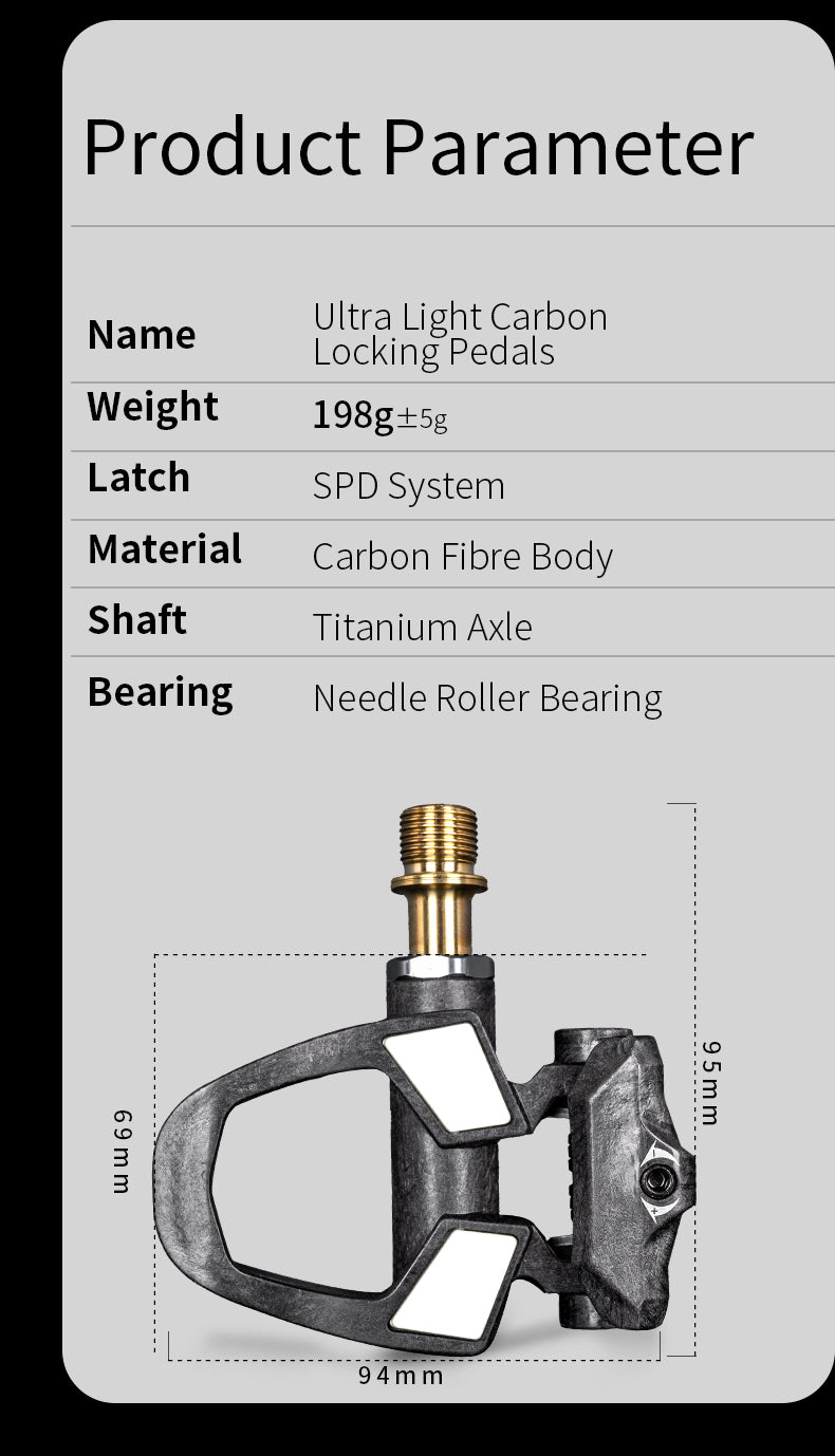 KORE Carbon SPD Pedals with Titanium Axle – 198g